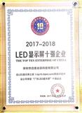 2017年廣東LED顯示屏十強企業證書